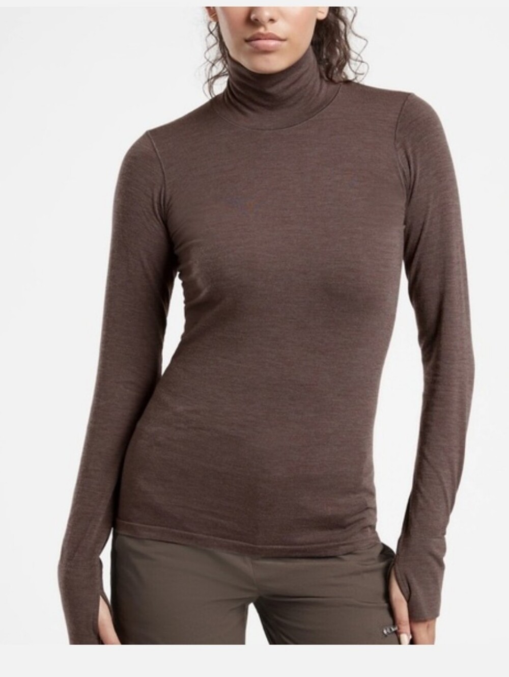 Athleta Foresthill Ascent Long-Sleeve Turtleneck Top - Brown Size Medium